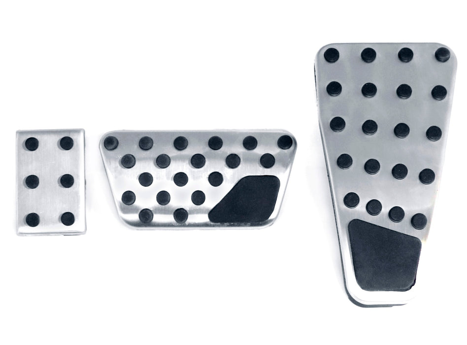 3pc Track Design Silver Foot Pedal Cover For 09-18 Gen4 Dodge RAM 1500 2500 3500