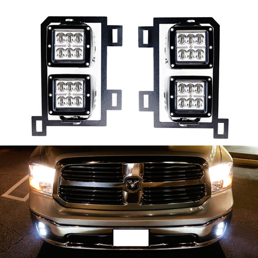 24W CREE LED Pods w/ Fog Lamp Mounting Brackets Wires For 2013-18 Dodge RAM 1500