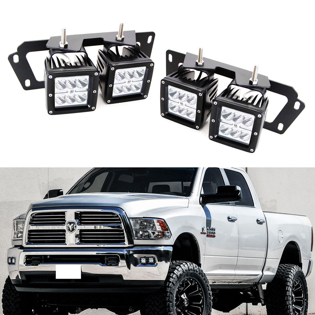 LED Pod Light Fog Lamps w/Brackets Wires For 09-12 Dodge RAM 1500, 10+ 2500 3500 LED Pod Light Fog Lamps w/Brackets Wires For 09-12 Dodge RAM 1500, 10+ 2500 3500