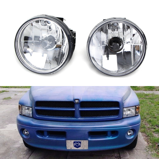 Complete Clear Lens Fog Lights w/ H3 Halogen Bulbs For 99-02 Dodge RAM 1500 2500