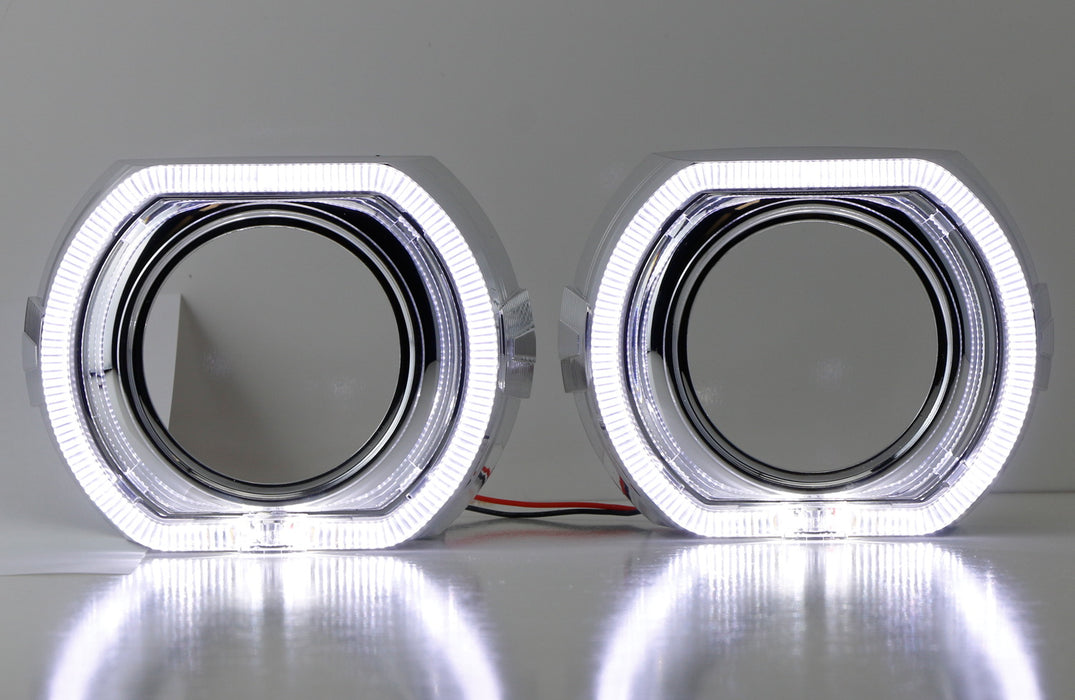 IJDMTOY 3-Inch Projector Fog Lights With Ultra Blue 40-LED Halo Angel Eyes - Universal Fit