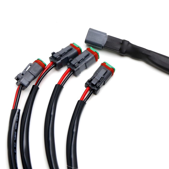 20" 4-Output 2-Way Deutsch DT DTP Splitter Cable For Dual LED Pod Light Kit, etc