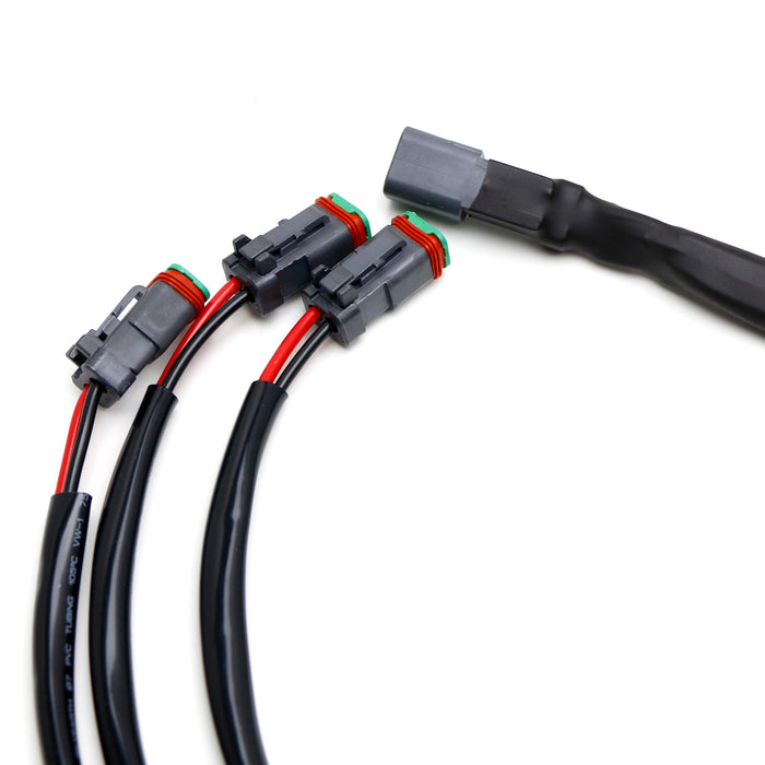 20" 3-Output 2-Way Deutsch DT DTP Splitter Cable For Dual LED Pod Light Kit, etc