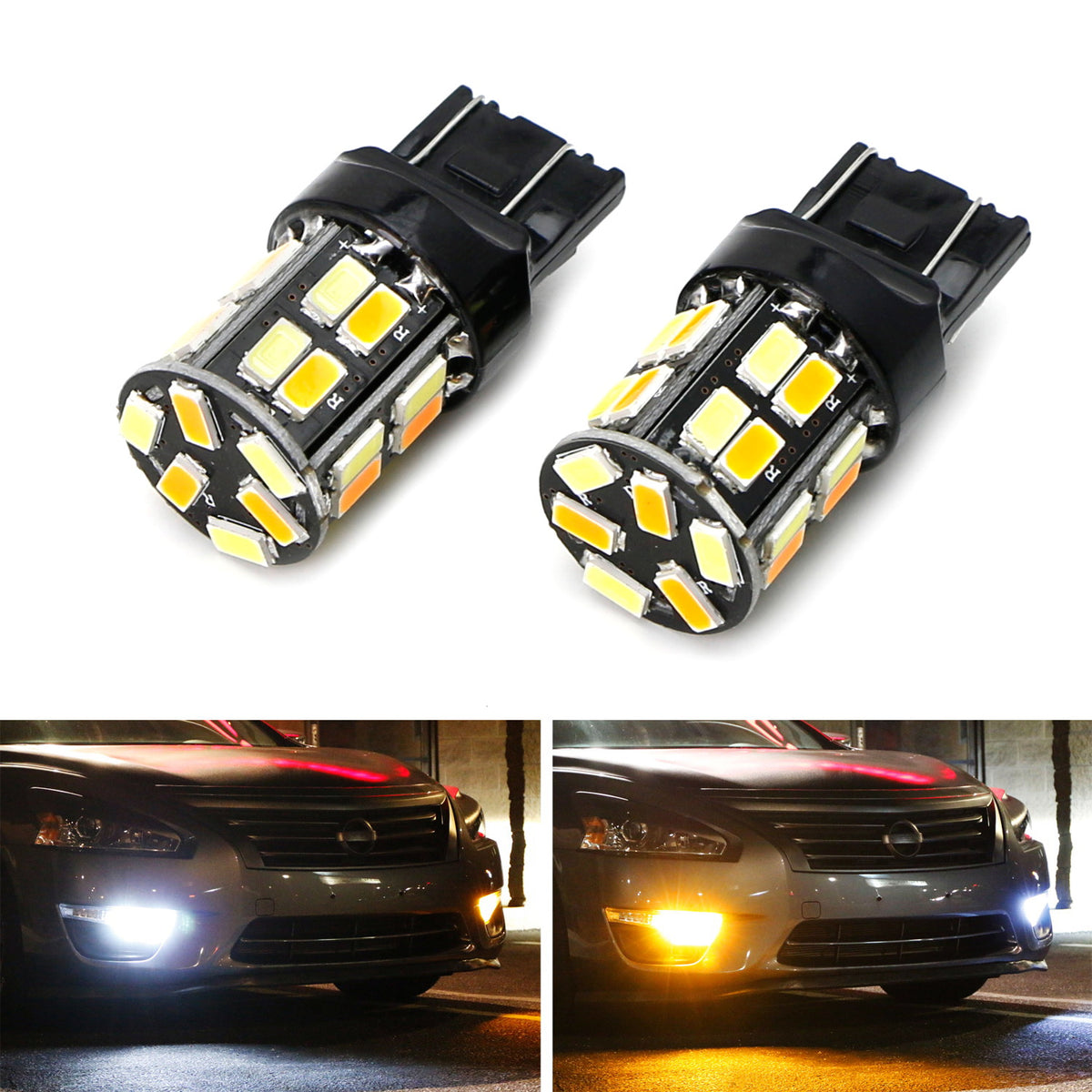 White/Amber Dual Color Switchback 7443 7444 T20 LED Bulbs For Front Tu ...