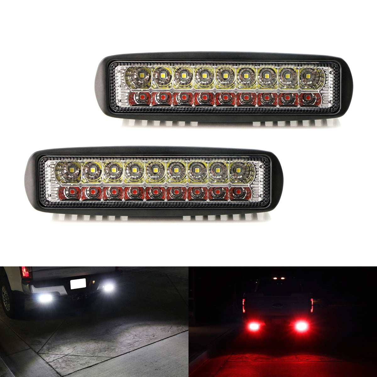 10W White/Red DualColor Mini LED Light Bars For Car Truck SUV ATV UTV
