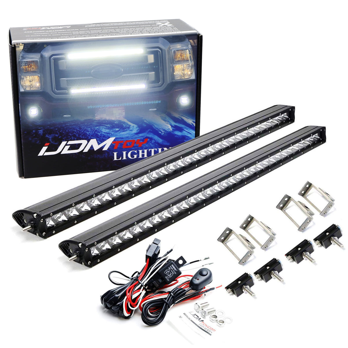 Dual Up/Down Grille Mount 30-Inch LED Light Bars Kit For 11-16