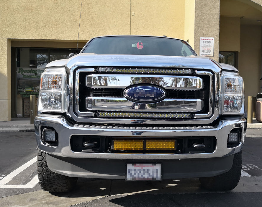 Dual Up/Down Grille Mount 30-Inch LED Light Bars Kit For 11-16 Ford F250 F350 SD