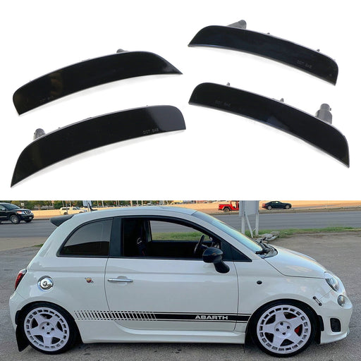 Smoked Lens Front & Rear Side Marker Housings w/ Bulbs For 11-19 Fiat 500 500e..
