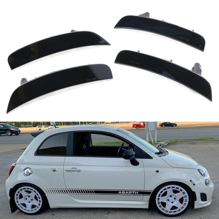 Smoked Lens Front & Rear Side Marker Housings w/ Bulbs For 11-19 Fiat 500 500e..