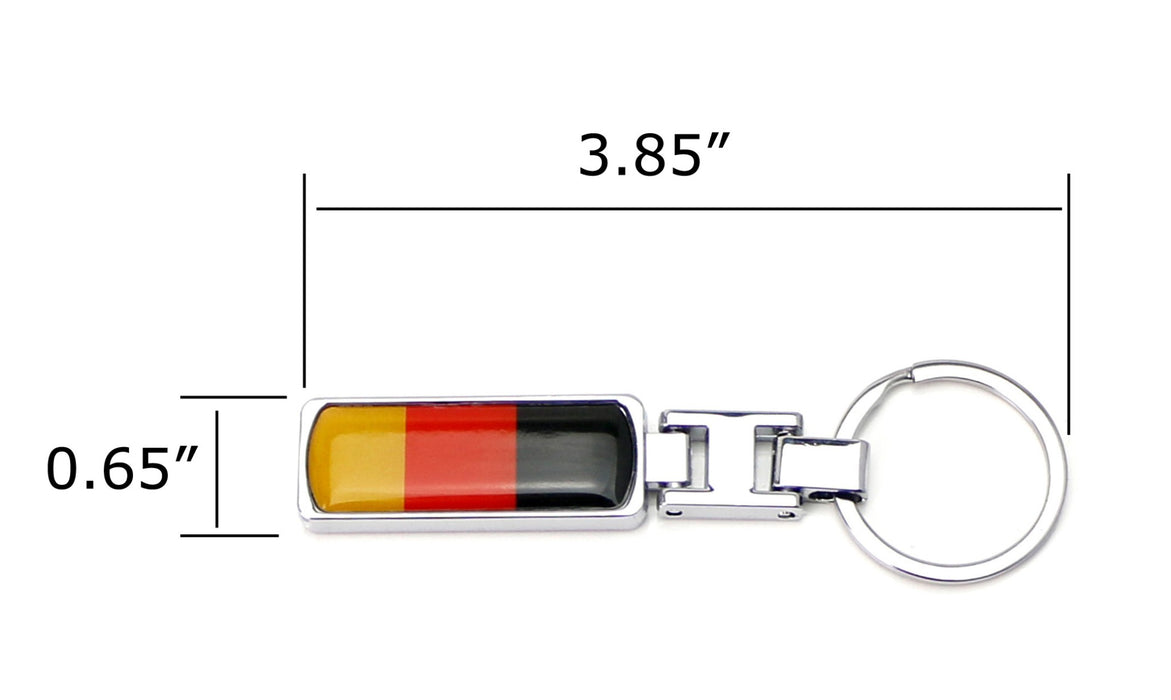 Germany Flag Design Black/Red/Yellow Color Stripe Chrome Badge Keychain Ring