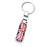 Britain Flag Blue/Red UK Union Jack Color Stripe Chrome Badge Keychain Ring