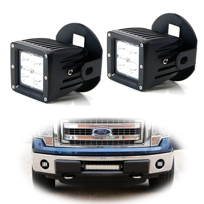 40W CREE LED Pods w/ Foglights Location Bracket, Wirings For 06-14 Ford F150 40W CREE LED Pods w/ Foglights Location Bracket, Wirings For 06-14 Ford F150