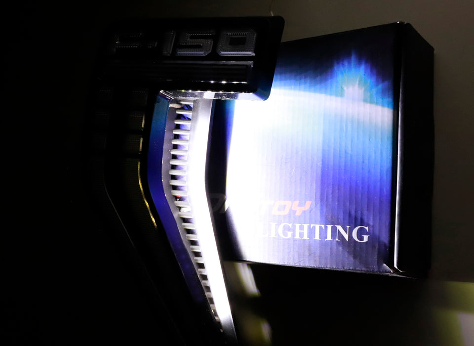 White LED Side Fender Emblem Background Illumination Strips For 21-up Ford F150