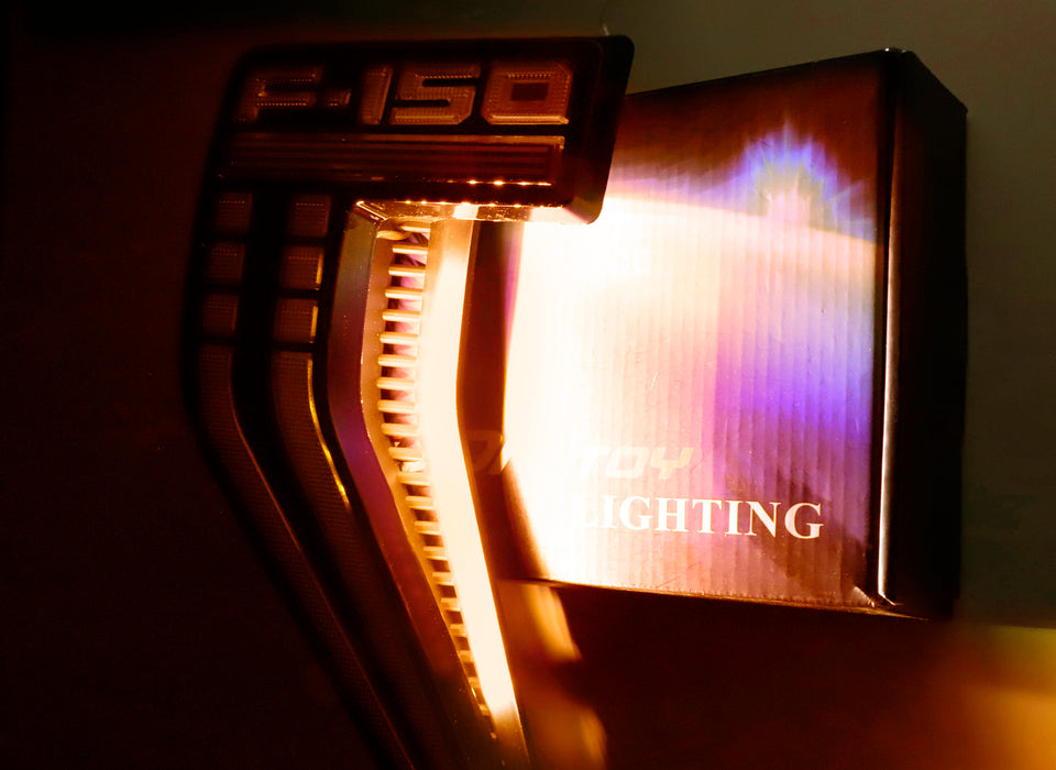 Amber LED Background Illumination Lighting For 21+ Ford F150 Side Fender Emblem