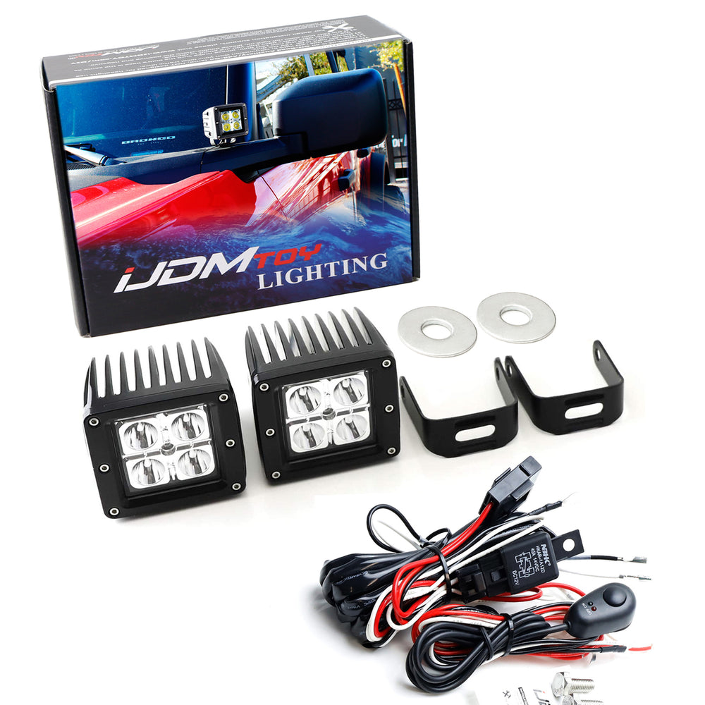 3" 20W LED A-Pillar Cubic Pod Light Kit w/ Support Wiring For 21-up Ford Bronco