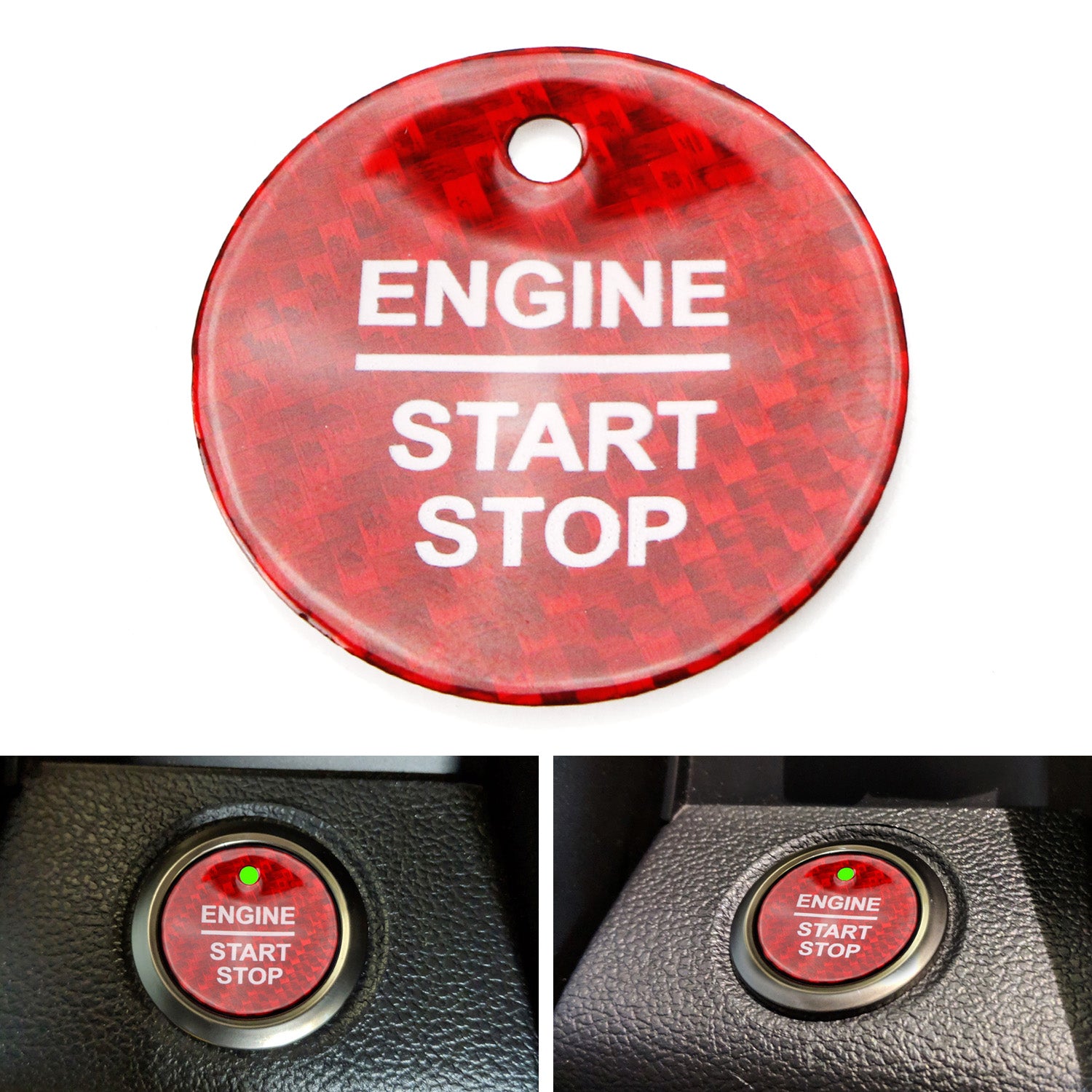 Ford Raptor Ranger Start Button Red Real Carbon Fiber Keyless Engine Push Start Button For Ford F-150 ...
