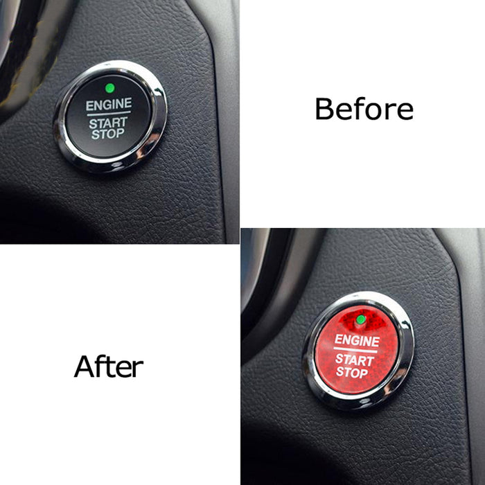 Ford Raptor Ranger Start Button Red Real Carbon Fiber Keyless Engine Push Start Button For Ford F-150 ...