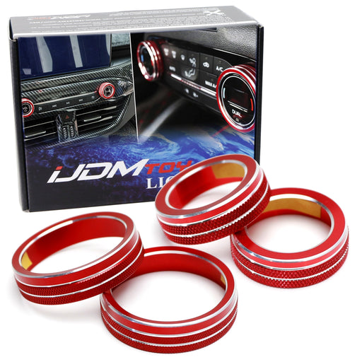 Red Aluminum AC Climate Control & Audio Volume Knob Rings For Ford 20-up Escape