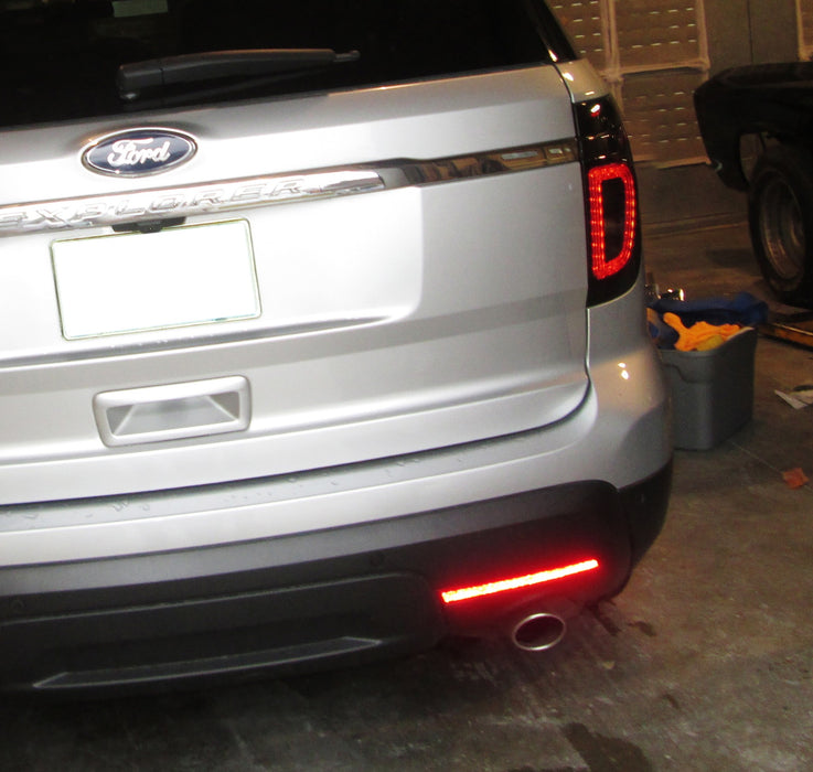 Red Lens LED Rear Bumper Reflector Light Kit For 2011-15 Ford Explorer (Pre-LCI)