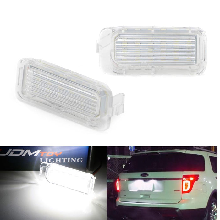 OEM-Fit 3W Full LED License Plate Light Kit For Ford Explorer Escape Fusion Fiesta, Powered by 18-SMD Xenon White LED-iJDMTOY