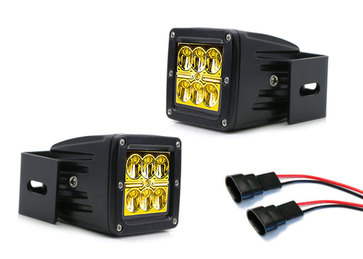 Yellow 24W LED Pod Fog Lamp Kit w/Metal Bracket Relay For 15-20 F150, 17-22 F250
