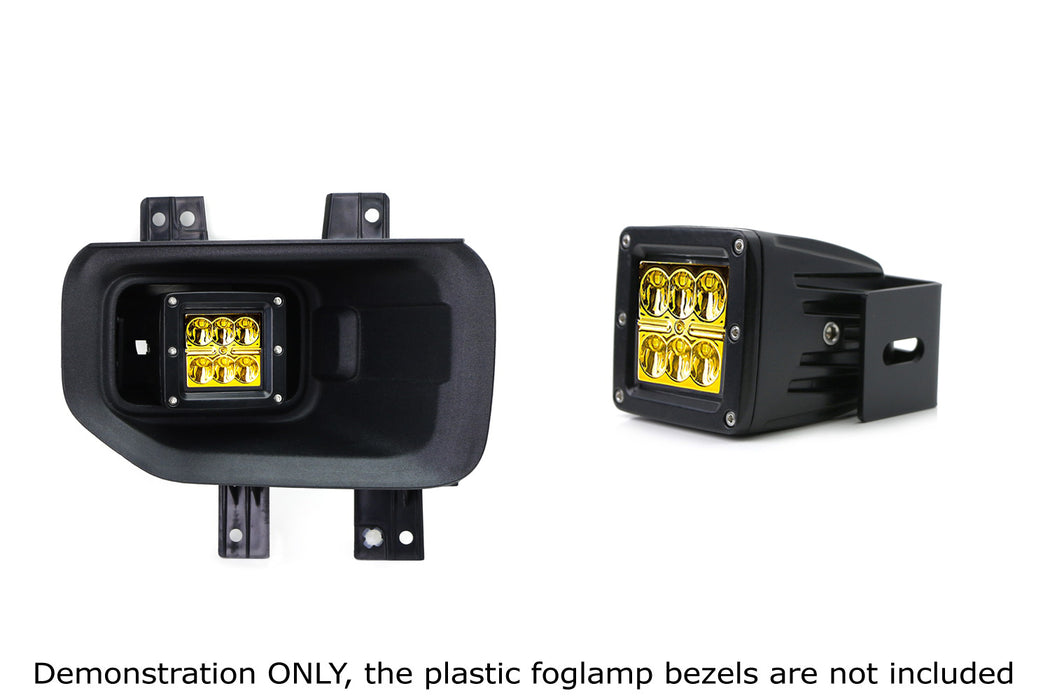 Yellow 24W LED Pod Fog Lamp Kit w/Metal Bracket Relay For 15-20 F150, 17-22 F250