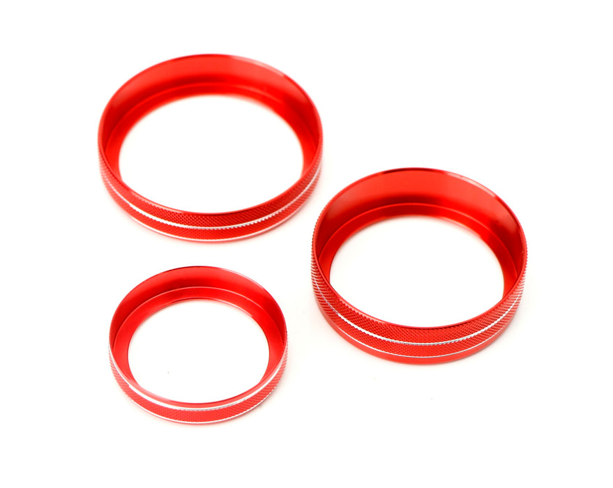 6pc Red AC Stereo Volume/Tune Trailer Switch Knob Ring Covers For 2017-2020 F250