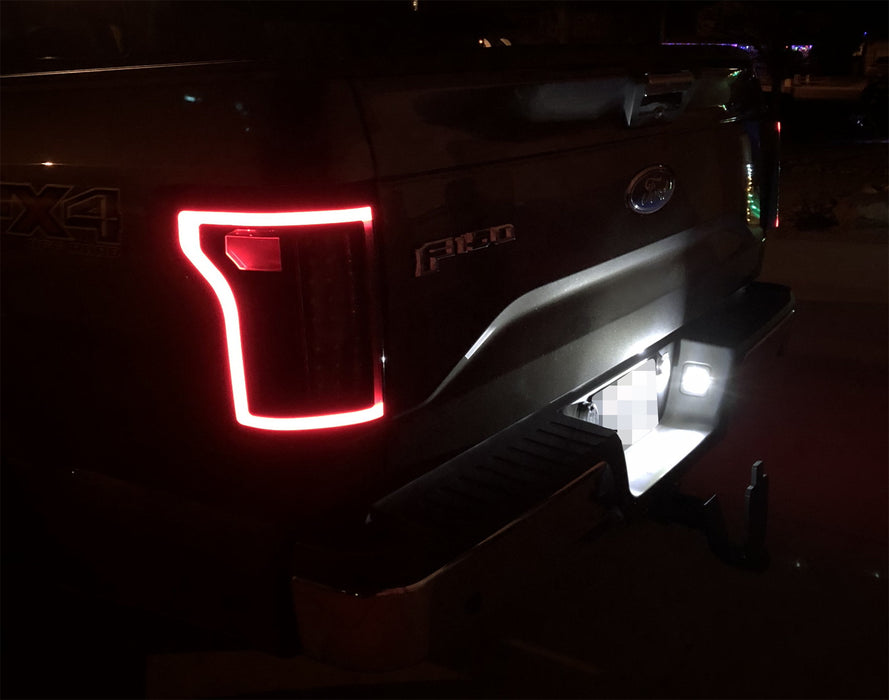 White Full LED License Plate Lamps For 2015-2020 Ford F150 & Ford 2017-20 Raptor