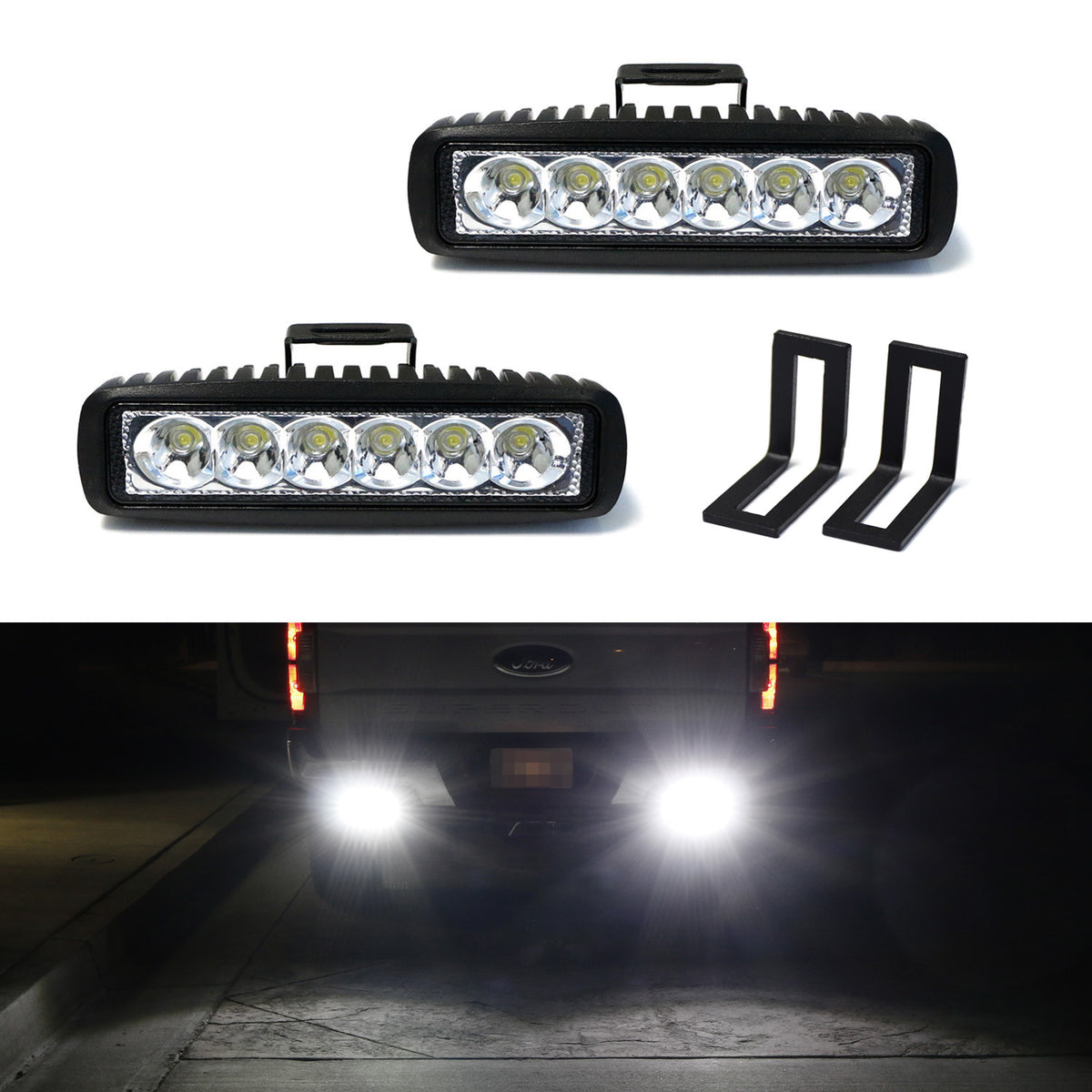 Led Reverse Lamp 18W LED Backup Reverse Light Bars w/ Mounting Brackets For 2015-2020 F ...