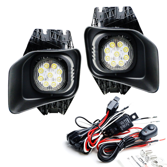 27W LED Fog/Driving Light Kit w/ Bezels Brackets Wiring For 11-16 F250 F350 F450