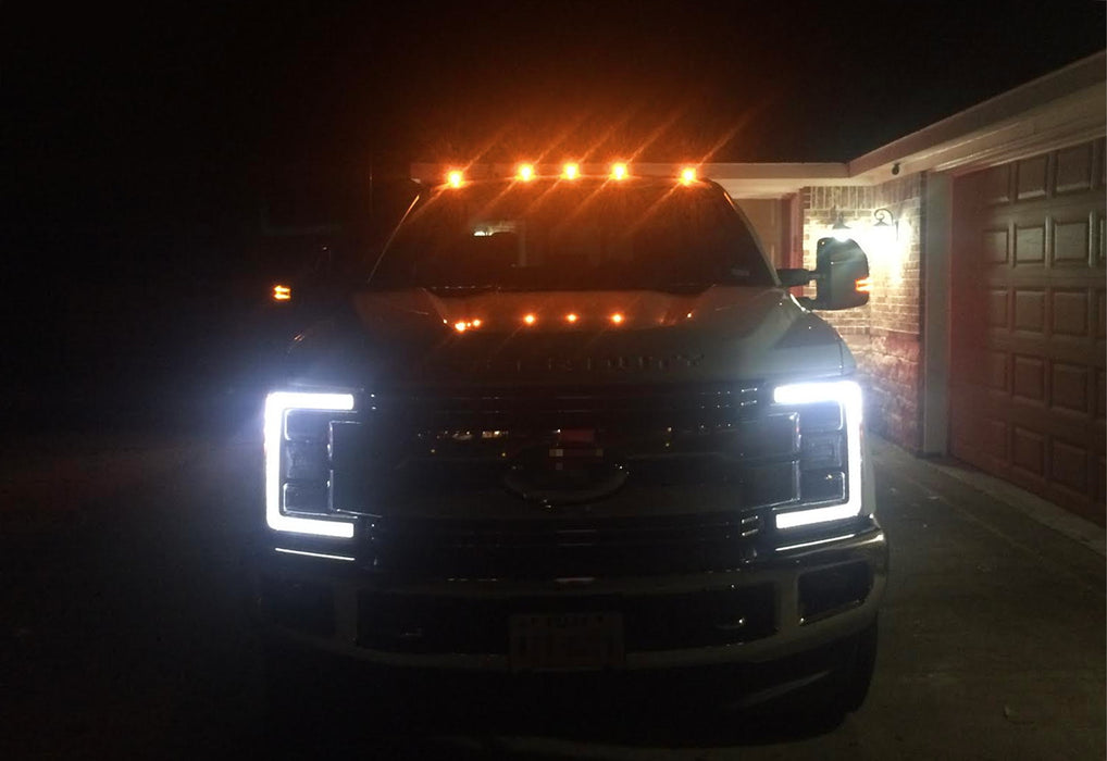 Guoord 5-Piece Smoke Lens Amber LED Cab Roof Marker Lights For Ford Trucks