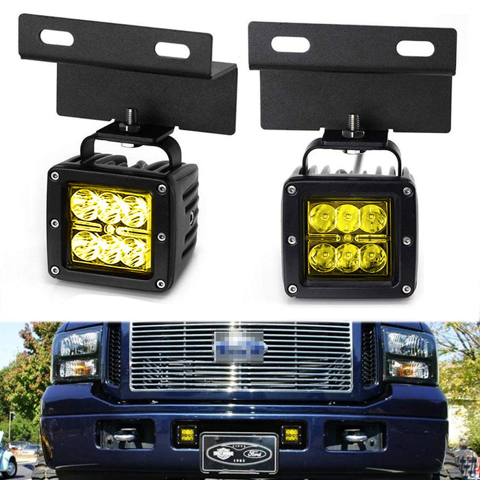 Yellow 24W LED Lower Grille Fog Light w/Bracket/Wirings For 05-07 Ford F250 F350