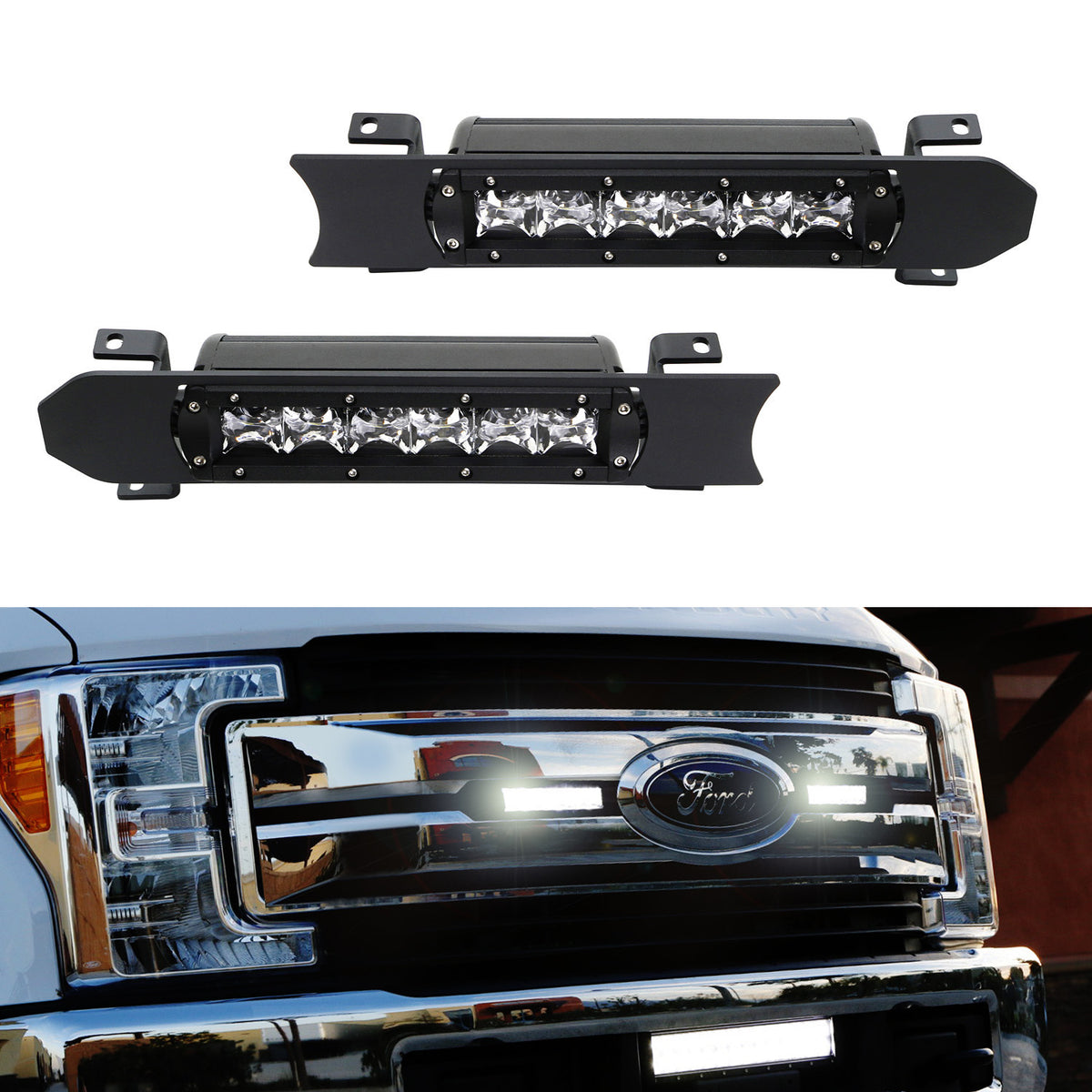 30W CREE LED Light Bars w/ Front Grille Bracket Wirings For 17-19 Ford ...