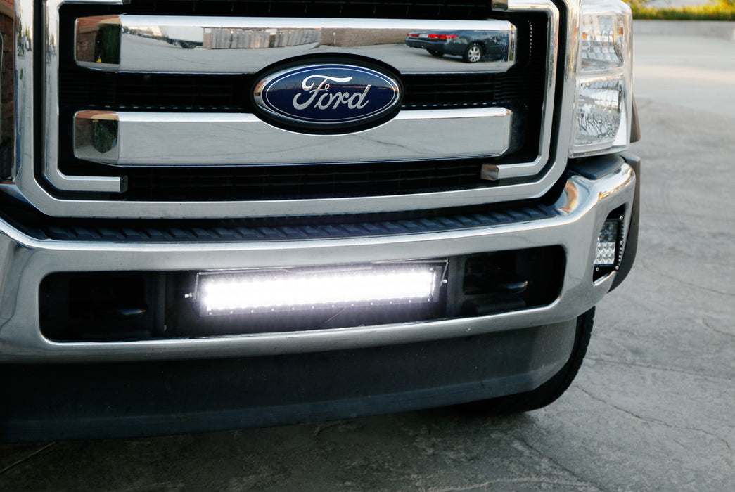 120W 20" LED Light Bar w/ Lower Bumper Bracket Wiring For 2011-16 Ford F250 F350