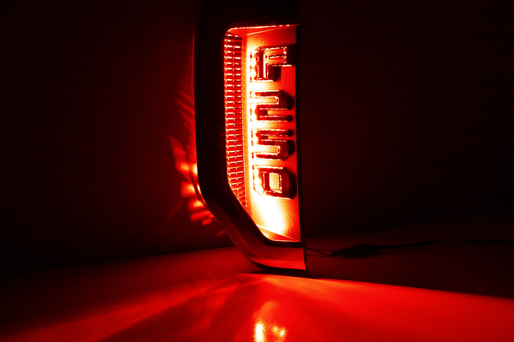 Red LED Background Illumination Kit 17-22 F250 F350 F450 Side Fender Emblem