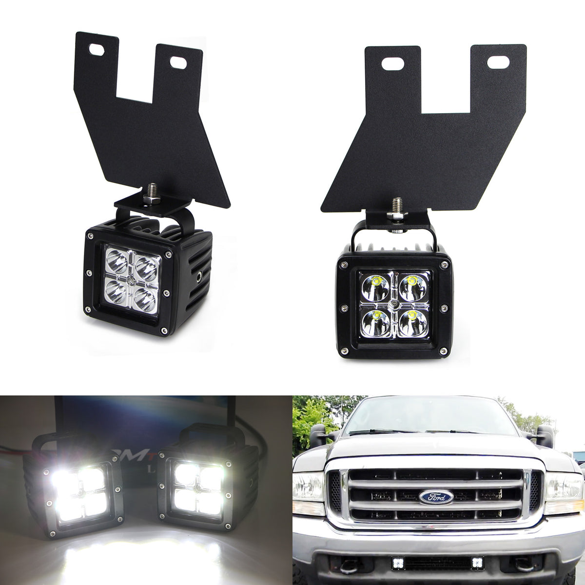 40W CREE LED Pods w/ Foglight Bracket, Wirings For Ford F250 F350