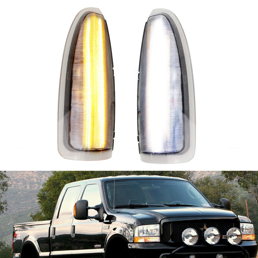 Clear Lens White/Amber Switchback LED Side Mirror Lamps For 03-07 Ford F250 F350