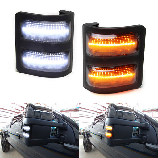 Smoked Lens Switchback LED Side Mirror Marker Lights For 2008-16 F250 F350 F450