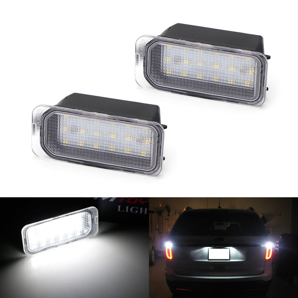 White 18-SMD Full LED License Plate Light Kit For Jaguar XJ XF Ford Edge Ranger