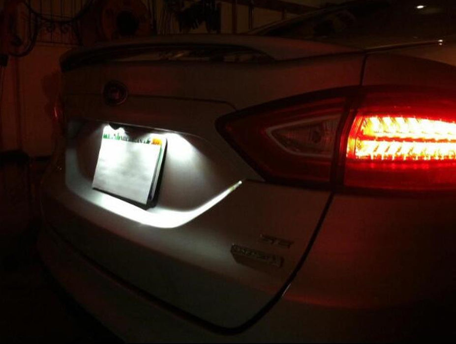 OEM-Fit 3W Full LED License Plate Light Kit For Ford C-Max Edge Transit Connect Ecosport Ranger, Jaguar XF XJ, Powered by 18-SMD Xenon White LED-iJDMTOY