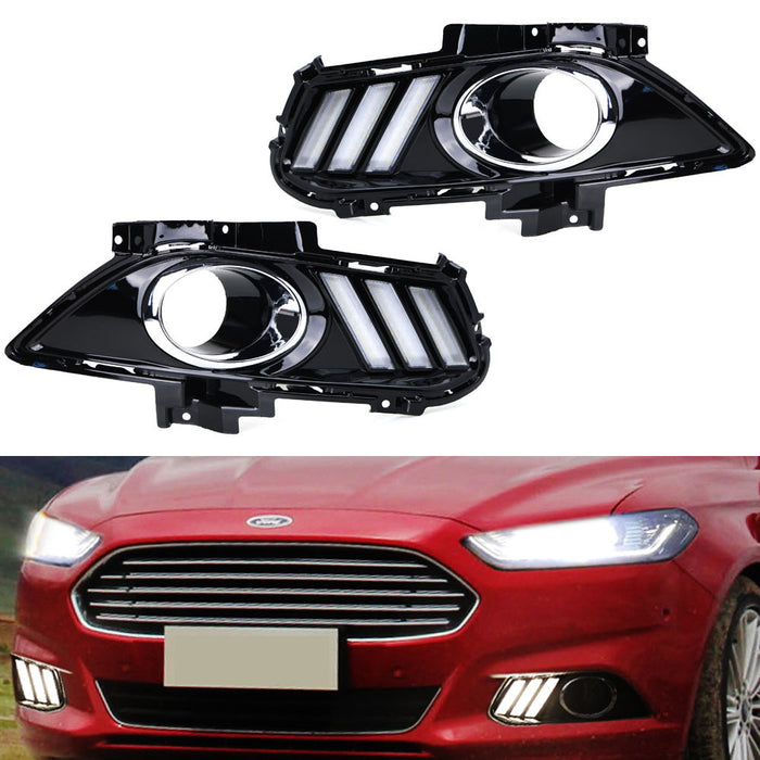 Exact Fit Fog Bezel Replace LED Daytime Running Light For 2013-16 Ford Fusion
