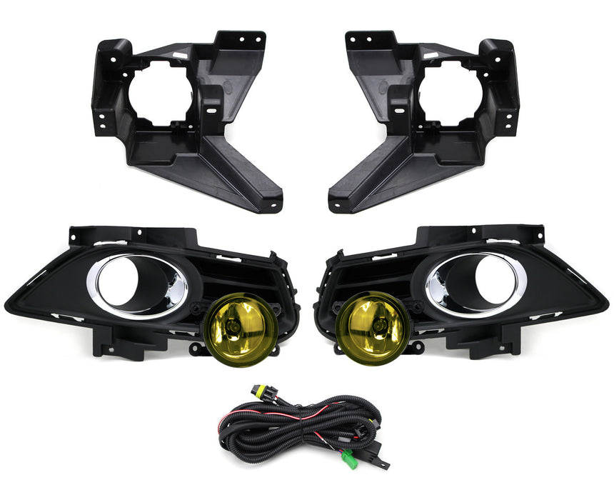 Complete JDM Yellow Fog Light Kit With Bezels & Wiring - Fits 2013-2016 Scion FR-S / Toyota GT86