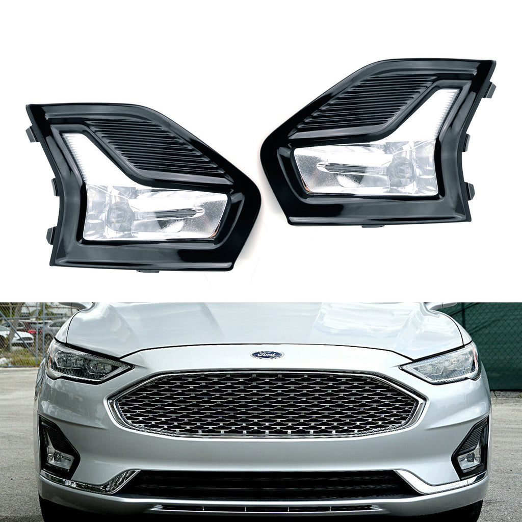 TOPONE Front Bumper Cover With Grilles & Fog Light Covers – For 2019-2020 Ford Fusion (Matte Black)