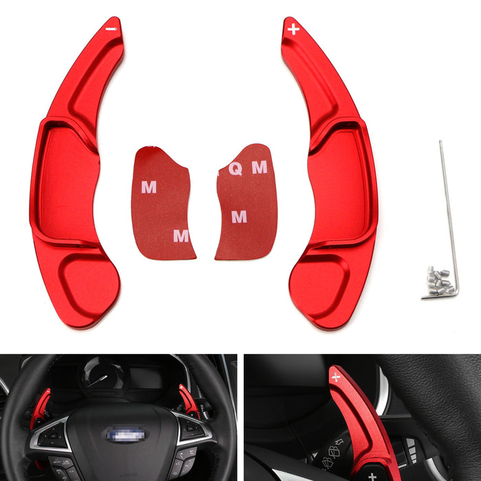Red CNC Billet Steering Wheel Paddle Shifter Extension For Ford Fusion Edge, MKX