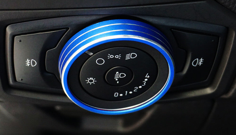 Blue Aluminum Headlight Switch Button Knob Cover For 15-20 Ford F150, 17+ Raptor