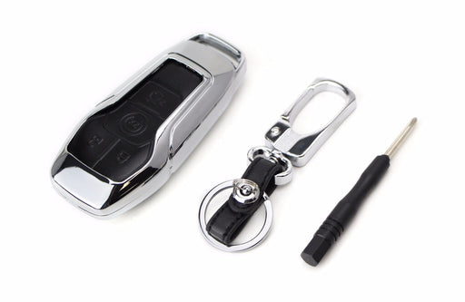 Chrome Alloy Metal Key Fob Shell Cover For Ford Lincoln 4/5 Button Smart Key