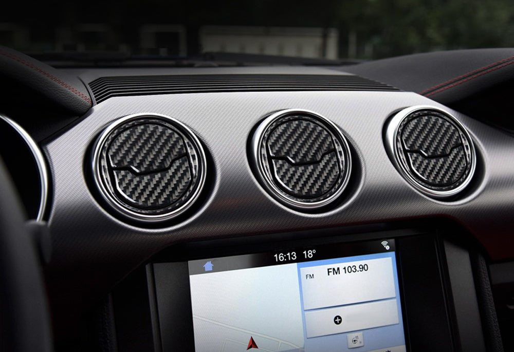 4pcs Carbon Fiber Color Air Conditioning Dashboard Vent Cover For Ford 4pcs Carbon Fiber Color Air Conditioning Dashboard Vent Cover For Ford
