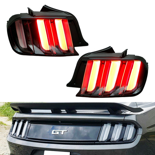 Full LED Taillight Lamps w/Dynamic Sequential Turn Signal For 15-20 Ford Mustang