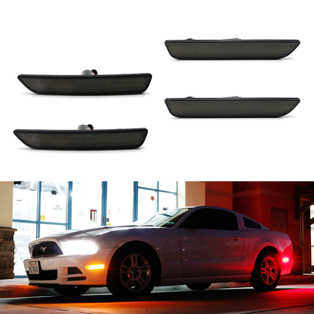 thumbnail image 2 of GTINTHEBOX OE-Style Red Lens Rear Bumper Side Marker Light Kit For 2010-2014 Ford Mustang – Left & Right, Black Housing 2 of 4