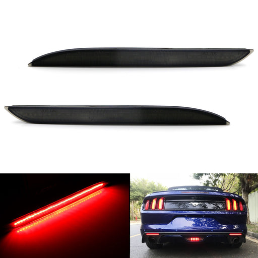 Smoked Lens 36-SMD Red LED Bumper Reflector Lights For 2015-2017 Ford Mustang